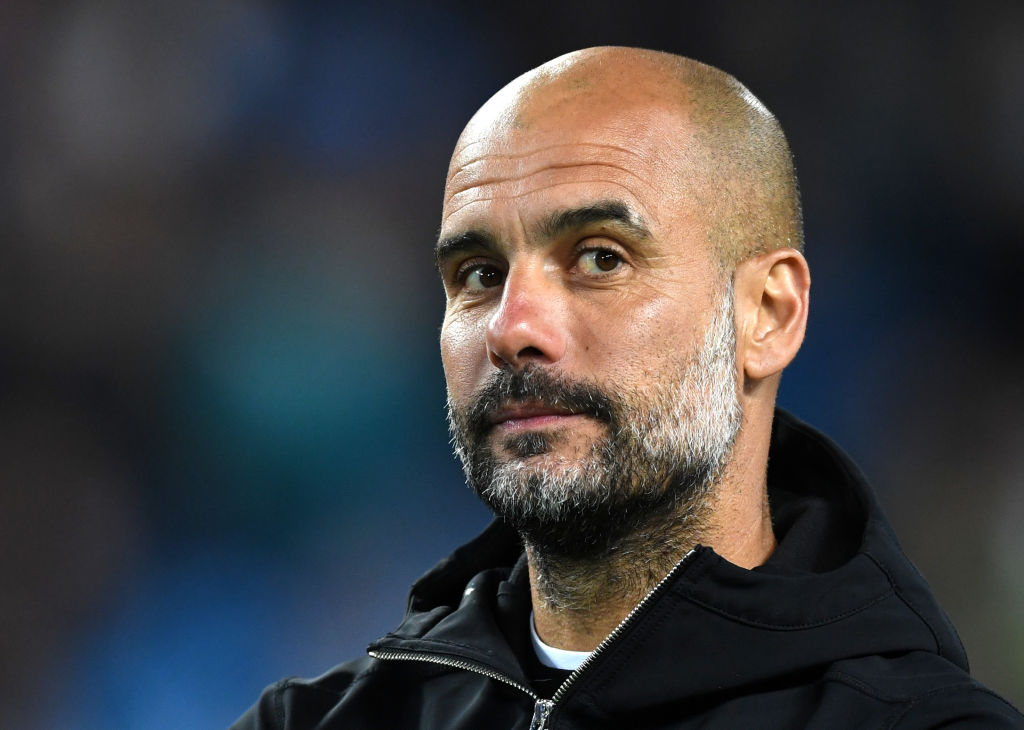  during the Premier League match between Manchester City and Brighton and Hove Albion at Etihad Stadium on May 9, 2018 in Manchester, England.