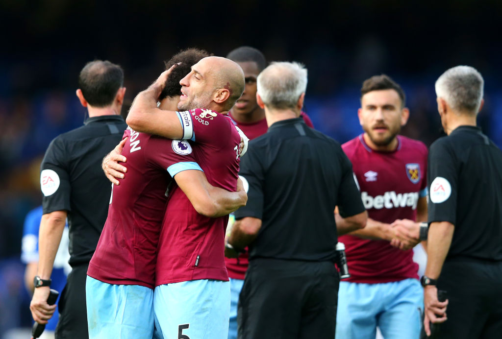 during the Premier League match between Everton FC and West Ham United at Goodison Park on September 16, 2018 in Liverpool, United Kingdom.