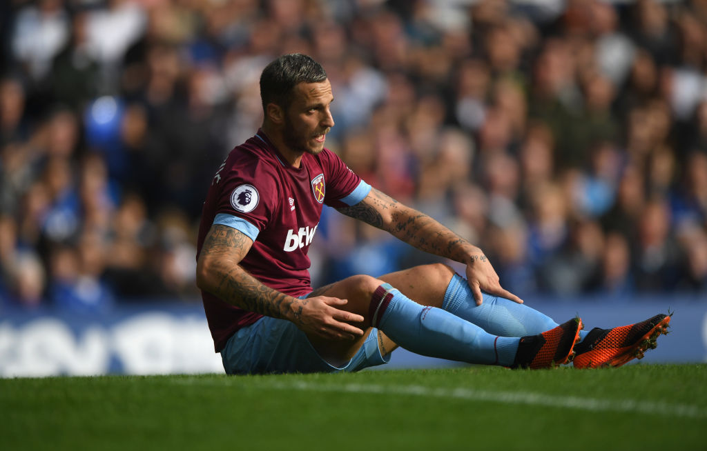  during the Premier League match between Everton FC and West Ham United at Goodison Park on September 16, 2018 in Liverpool, United Kingdom.