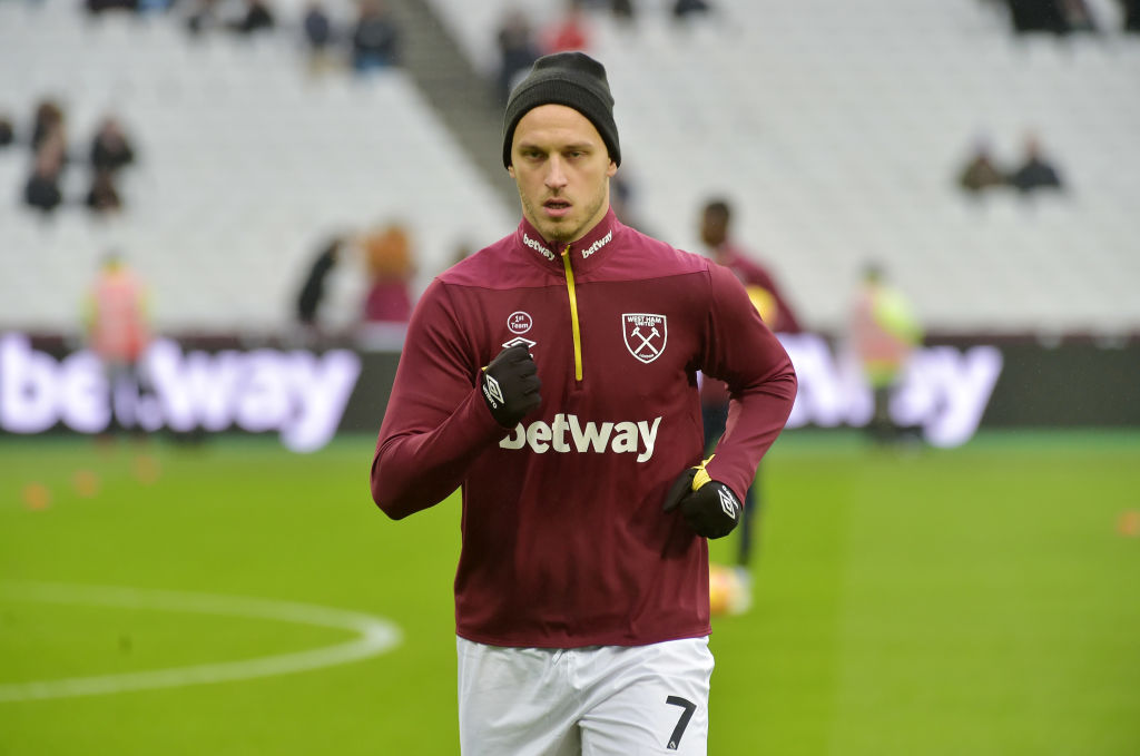 Pictures: 'Wantaway' star Marko Arnautovic is all smiles as West Ham train ahead of Wimbledon FA Cup tie