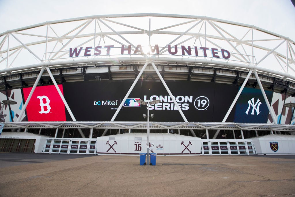Pictures show West Ham's London Stadium transformed into baseball mode for New York Yankees vs Boston Red Sox