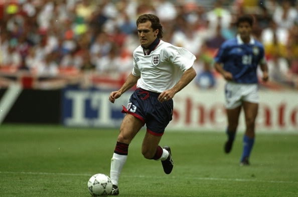 1993:  Tony Dorigo of England in action during a US Cup match against Brazil.  Mandatory Credit: David  Cannon/Allsport