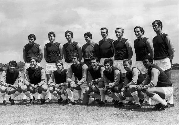 West Ham United line up for pre season team photograph.