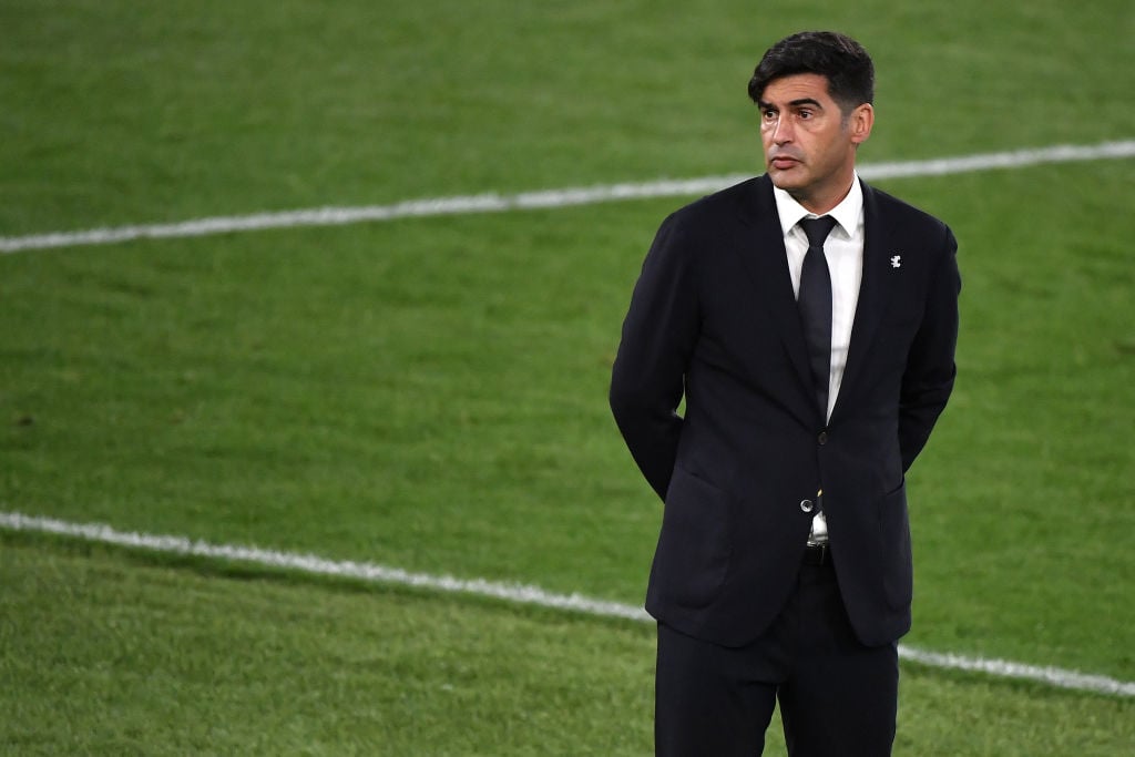 Paulo Fonseca coach of AS Roma reacts during the Europa