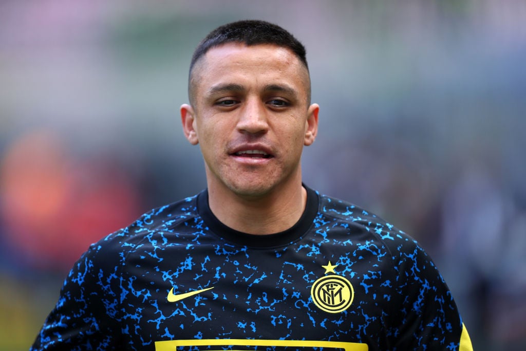 Alexis Sanchez of Fc Internazionale  looks on during warm up
