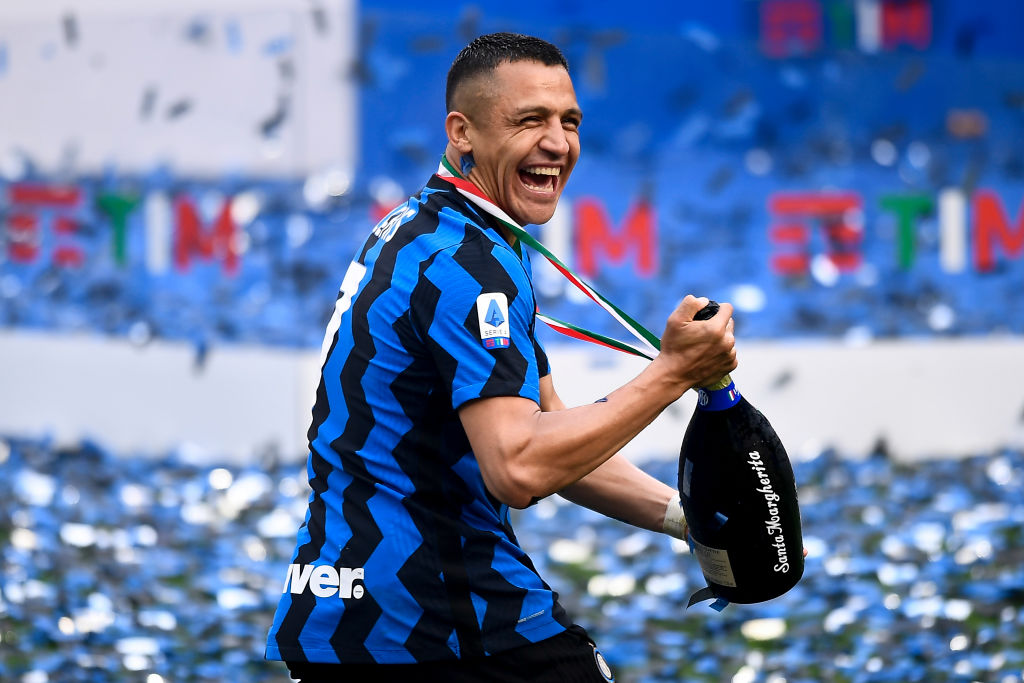 Alexis Sanchez of FC Internazionale celebrates during the