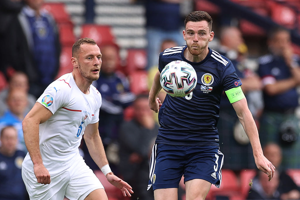 West Ham star Vladimir Coufal schools Liverpool's Andy Robertson to help give Czechs lead over Scotland