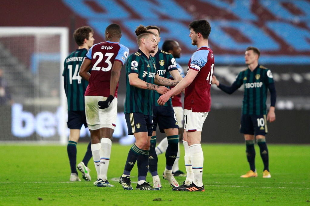Leeds and West Ham fans finally unite as message about Declan Rice and Kalvin Phillips emulating greats Bobby Moore and Jack Charlton ends feud