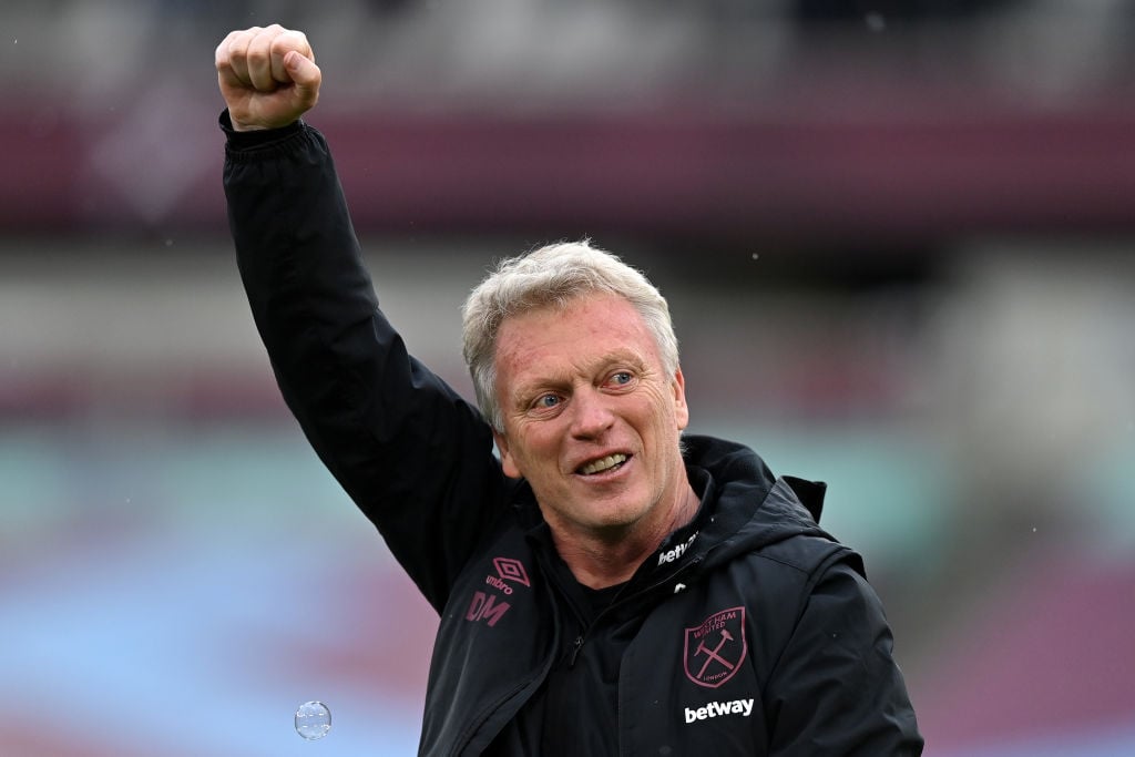 David Moyes, Manager of West Ham United celebrates after the Premier League match between West Ham United and Southampton at London Stadium on May ...