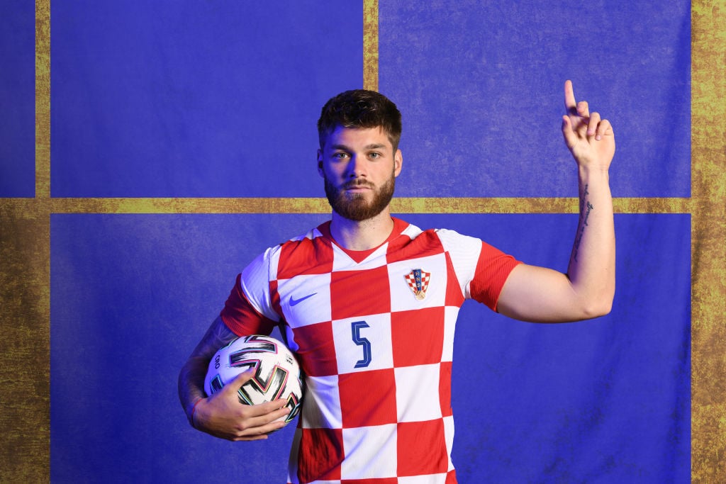 (EDITORS NOTE: Image has been digitally retouched) Duje Caleta-Car of Croatia poses during the official UEFA Euro 2020 media access day on June 09,...