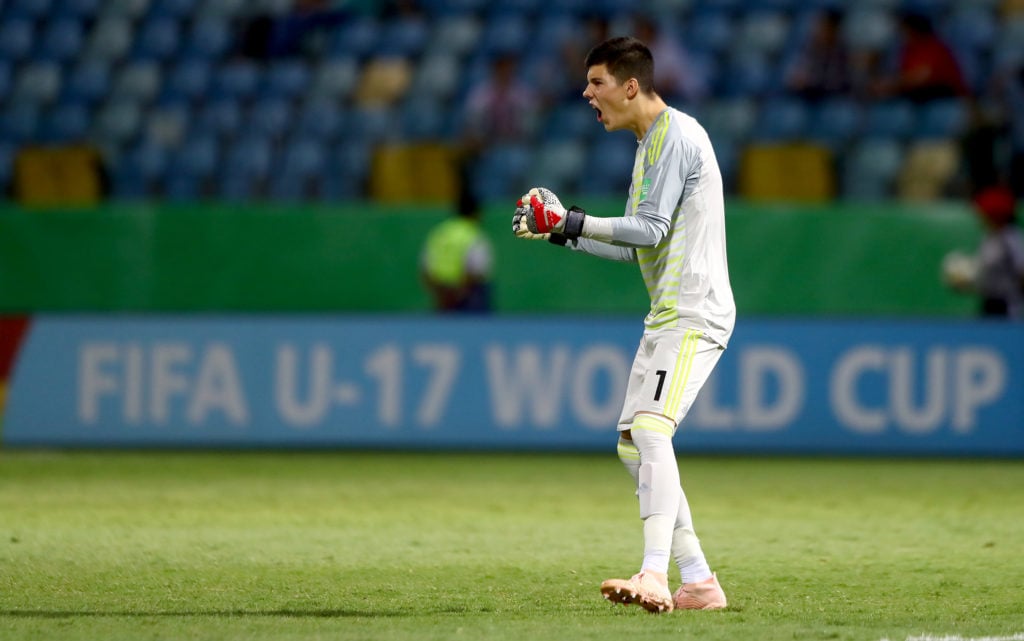 Krisztian Hegyi during Australia v Hungary - FIFA U-17 World Cup Brazil 2019