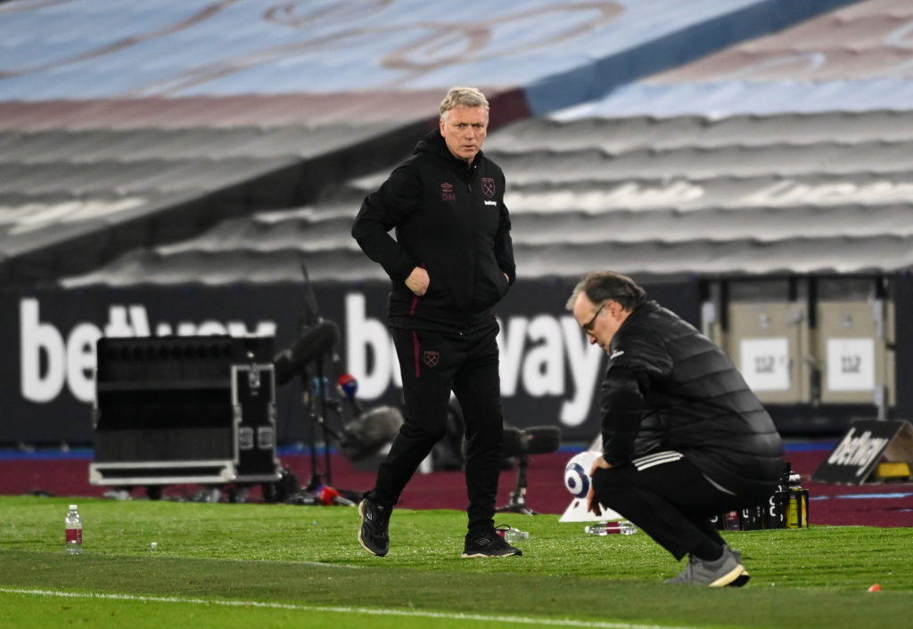 West Ham United boss David Moyes comes head-to-head with Leeds United manager Marcelo Bielsa in the Premier League on Sunday