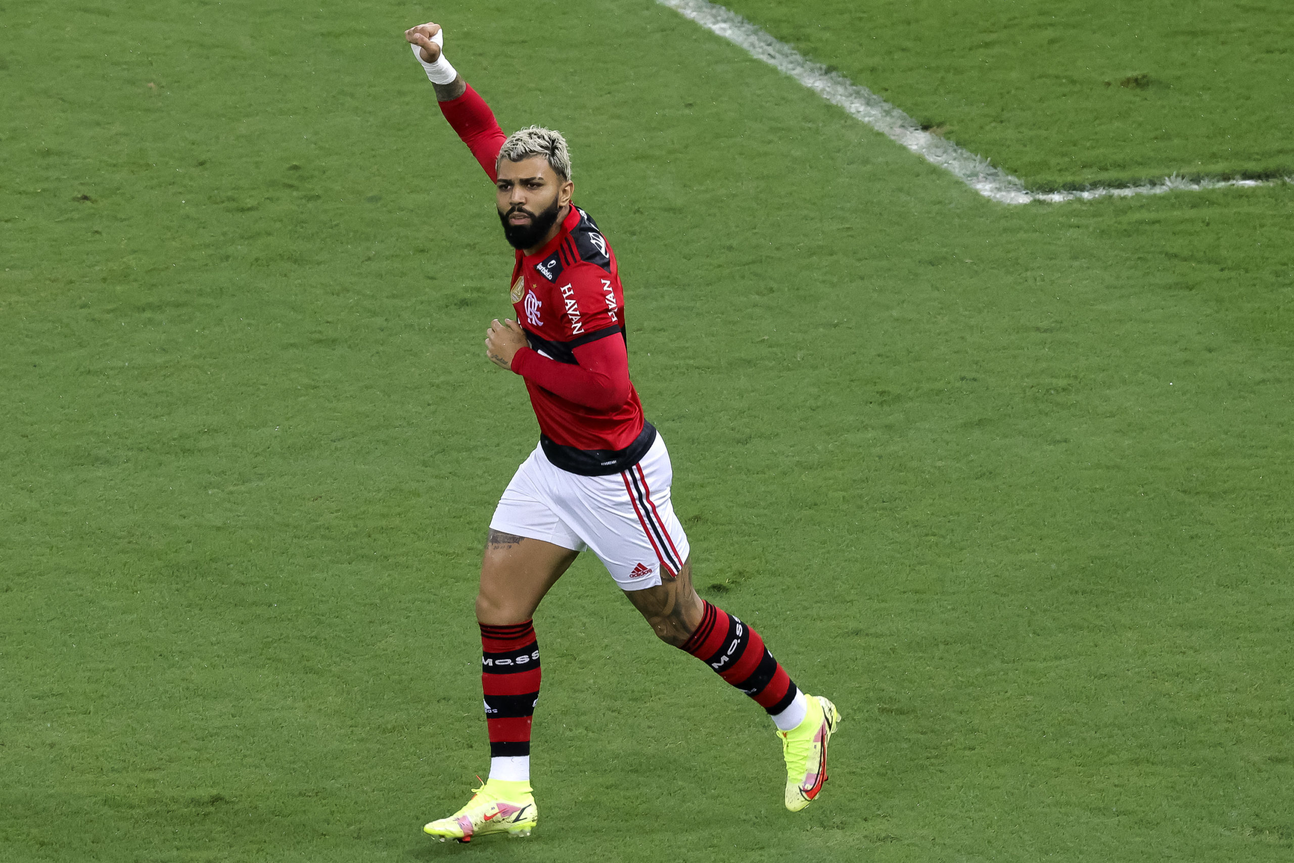 Gabriel Barbosa of Flamengo celebrates after scoring a goal