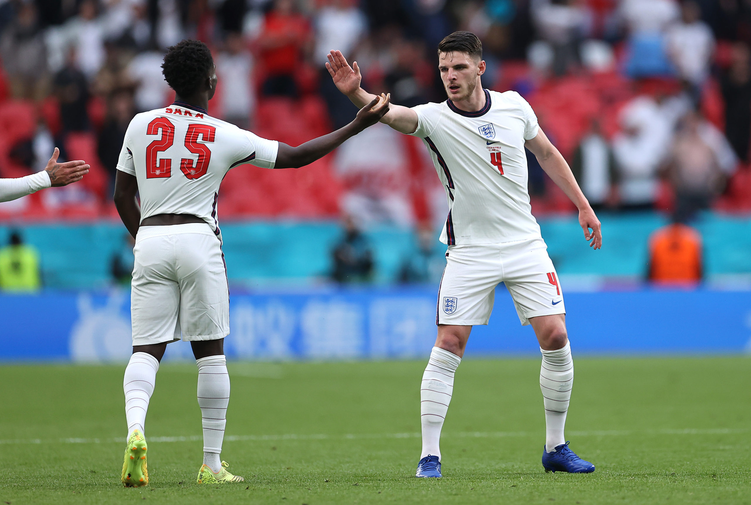 Declan Rice pictured with England star Bukayo Saka just hours before positive Covid test sends him home