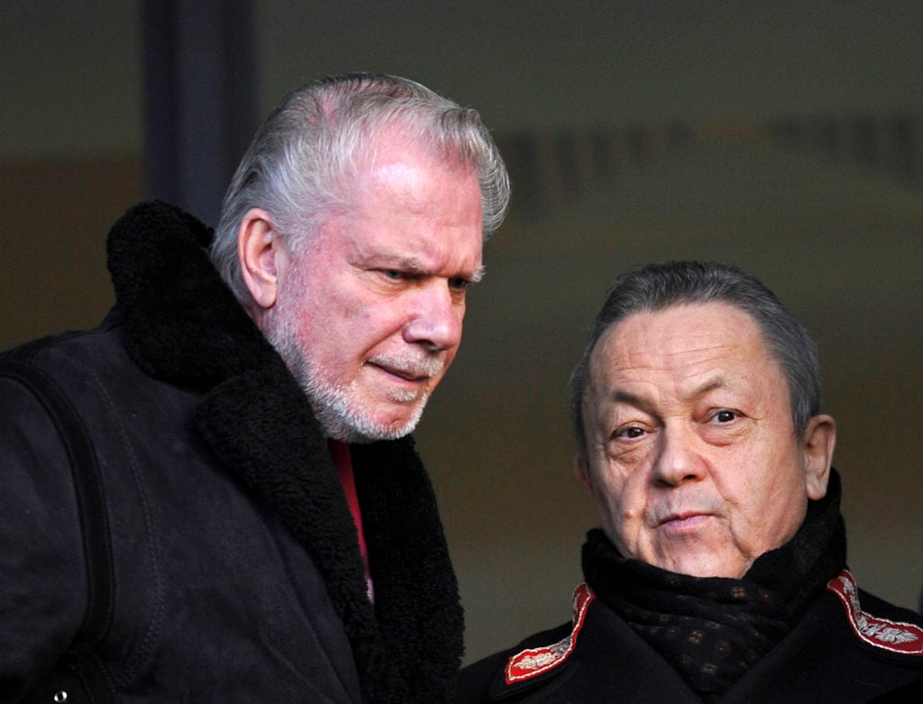 West Ham's co-owners David Gold (L) and