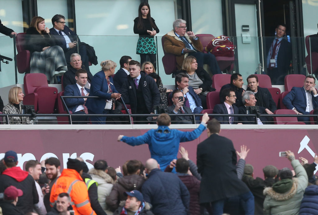West Ham fans turn their anger towards the board during angry protests against Burnley in 2018