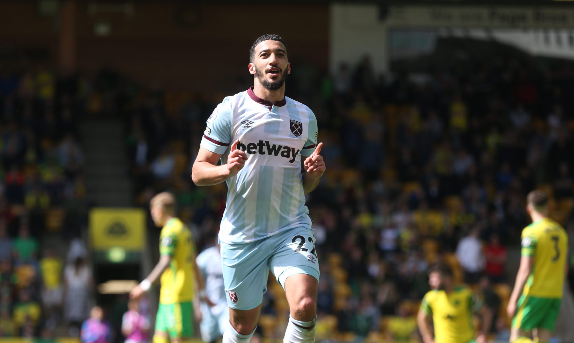 Said Benrahma left Carrow Road on crutches after West Ham beat Norwich 4-0 this afternoon