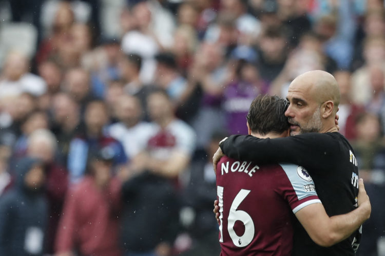 Video shows what Pep Guardiola did to West Ham hero Mark Noble after Man City draw and it's pure class