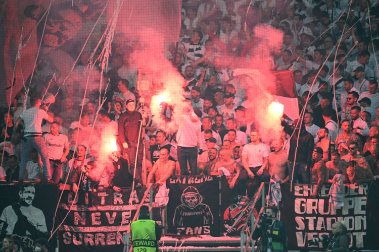 Eintracht Frankfurt fans unfurled giant banner mocking the calling card of West Ham's famous ICF