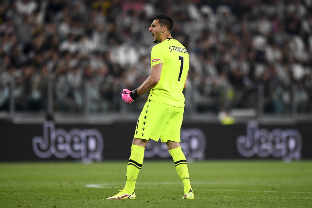 Thomas Strakosha of SS Lazio celebrates during the Serie A