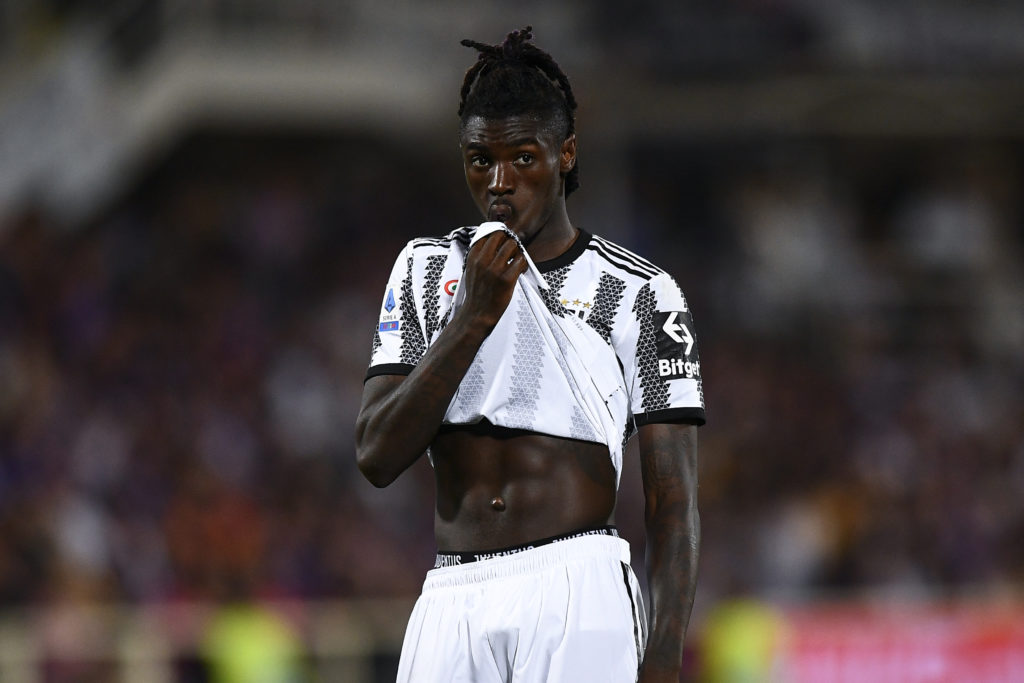 Moise Kean of Juventus FC looks dejected during the Serie A