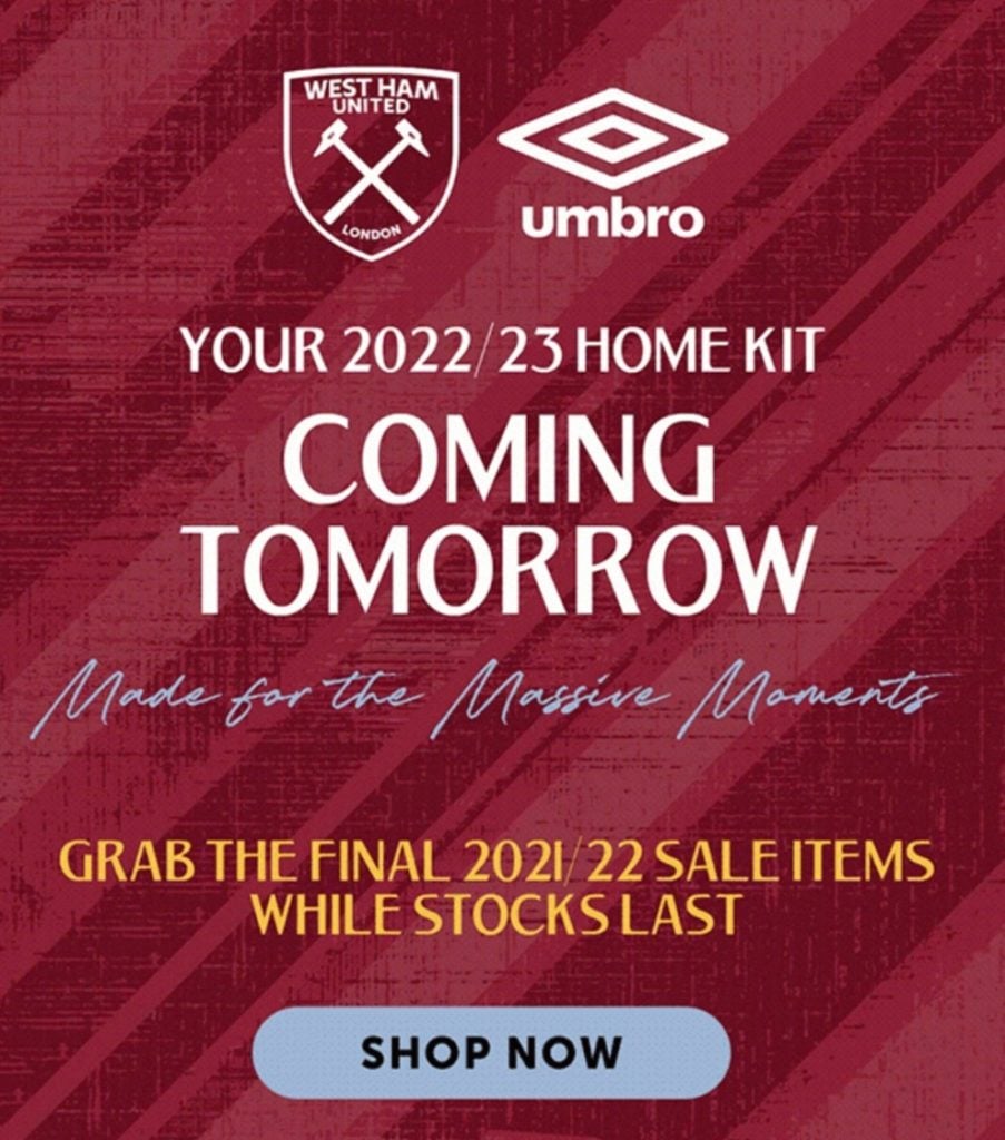 Umbro and West Ham's 22/23 Home Jersey is Made for the Massive Moments