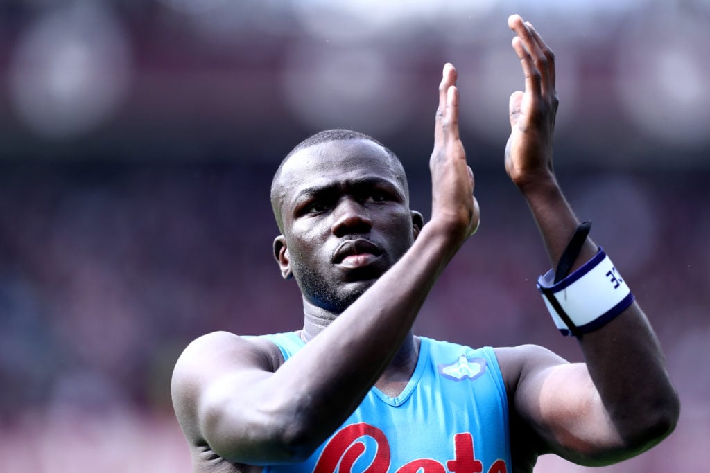 Kalidou Koulibaly of Ssc Napoli greets the fans at the end