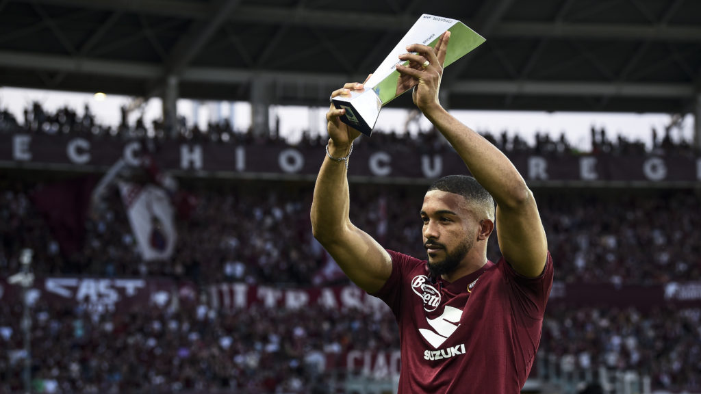Gleison Bremer of Torino FC lifts the Serie A MVP (Most
