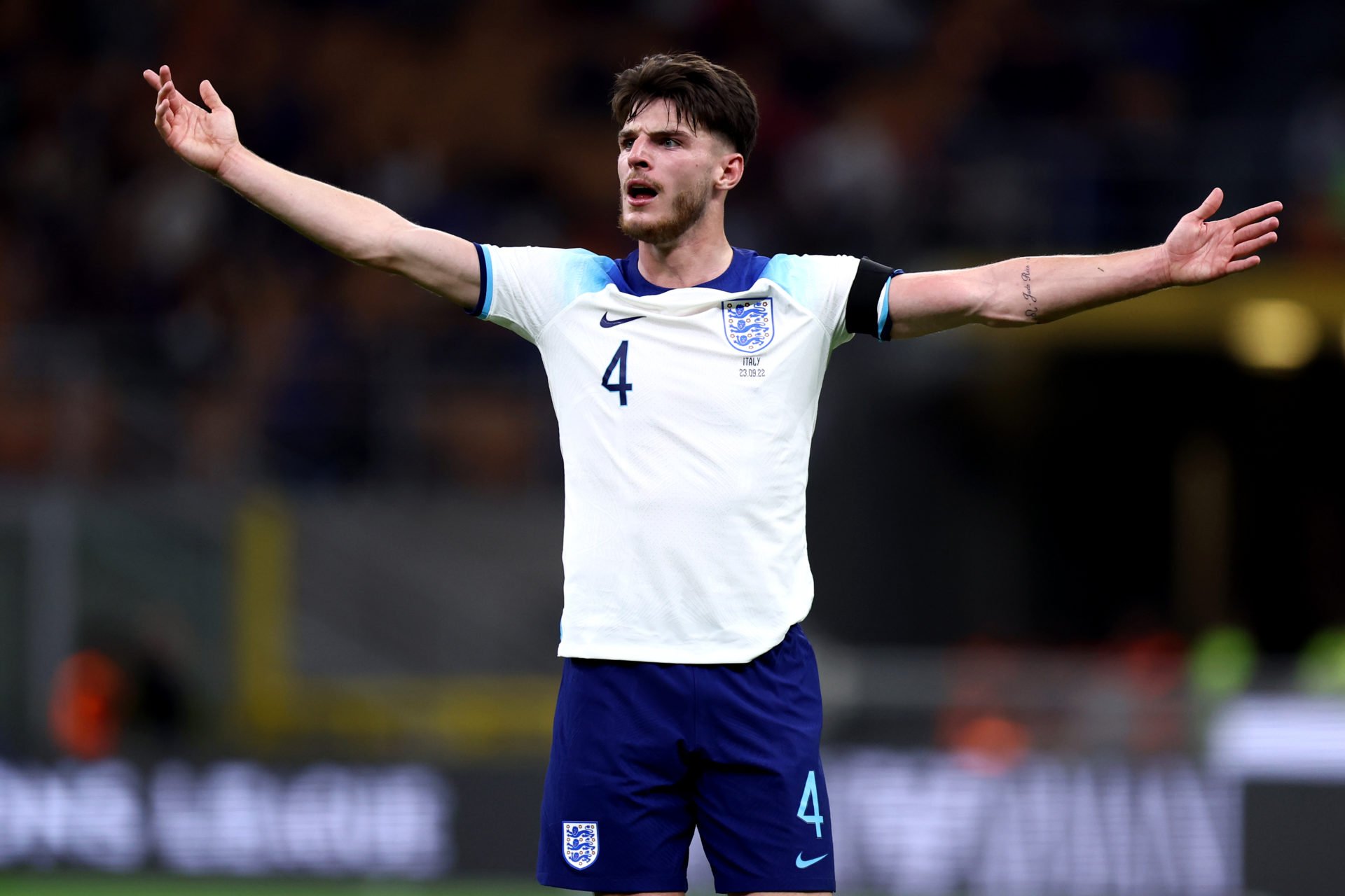 Declan Rice of England gestures during the Uefa Nations...