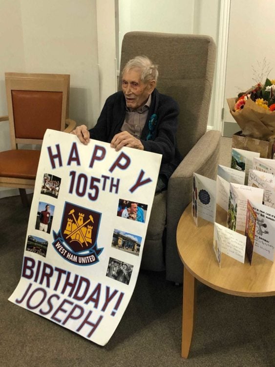 Fan born when Syd was King and who lived at Upton Park celebrates 105th birthday with special West Ham card