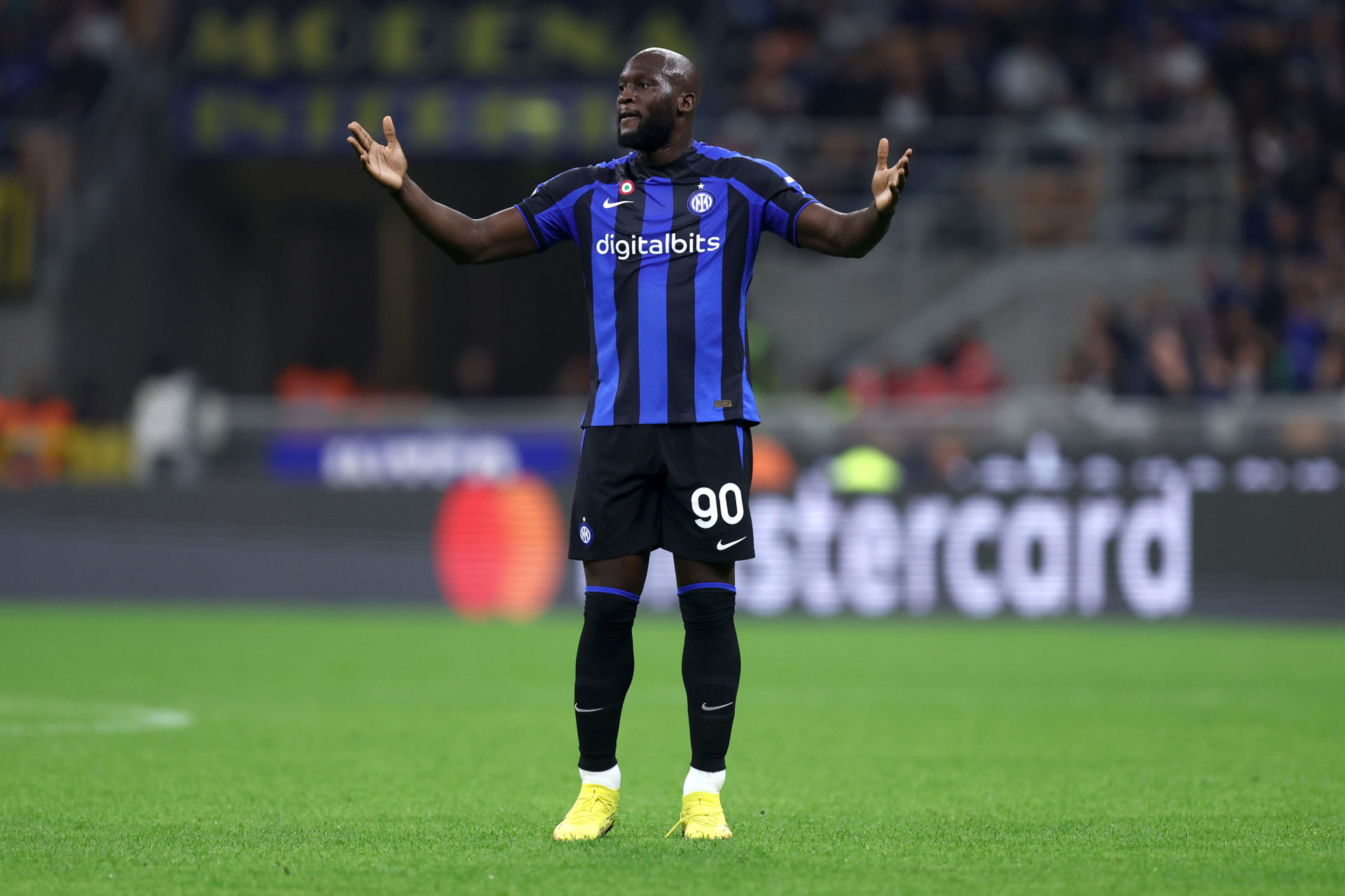 Romelu Lukaku of Fc Internazionale gestures during the Serie