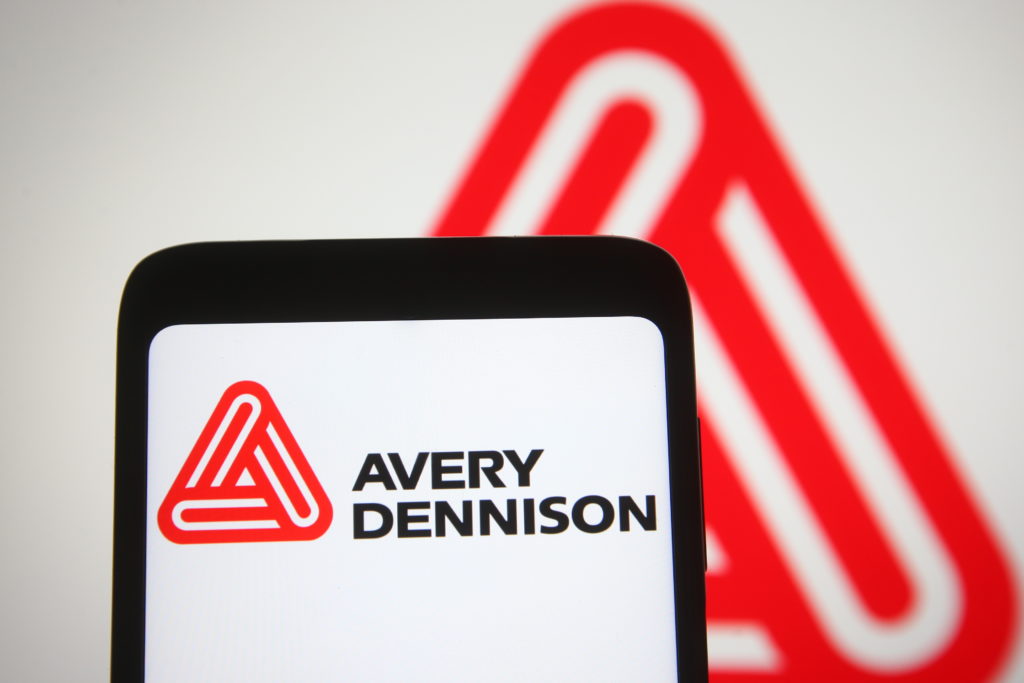 In this photo illustration the Avery Dennison logo is seen...