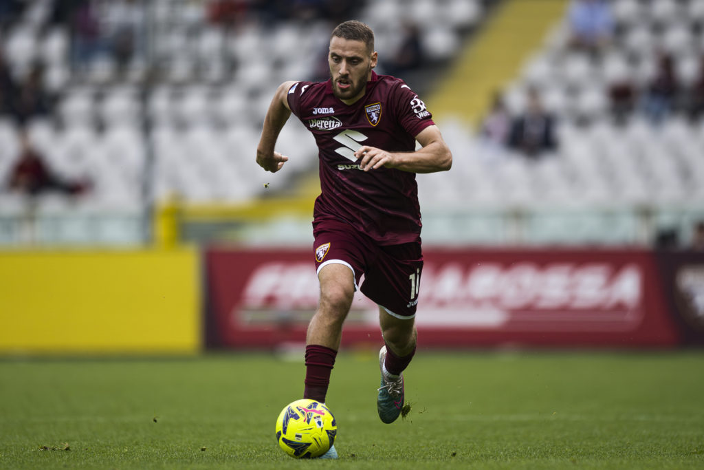 Nikola Vlasic of Torino FC in action during the Serie A...