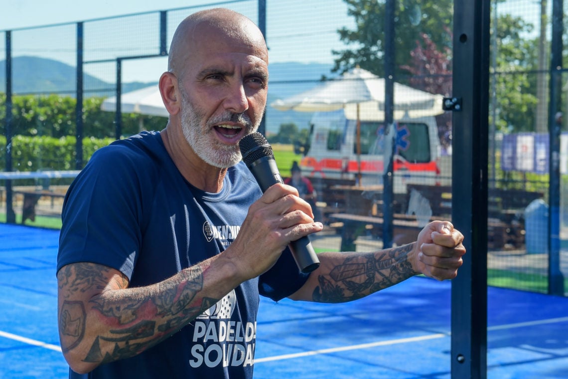 Paolo Di Canio during the Padel Solidarity at the Rieti Sport Festival, in Rieti, Italy, on June 13, 2021.