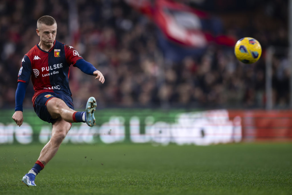 Albert Gudmundsson of Genoa CFC kicks the ball during the
