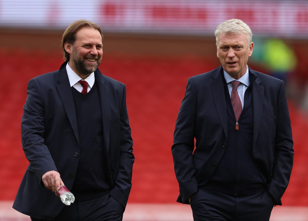 Tim Steidten Sporting Director West Ham United and West Ham Manager David Moyes Before  the Premier League match between Nottingham Forest and West...