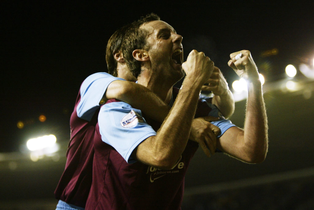 Don Hutchison of West Ham United celebrates scoring
