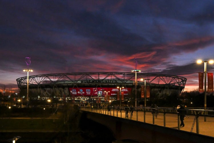 A general view outside the London Stadium during the Premier League match between West Ham United and AFC Bournemouth at London Stadium on February...