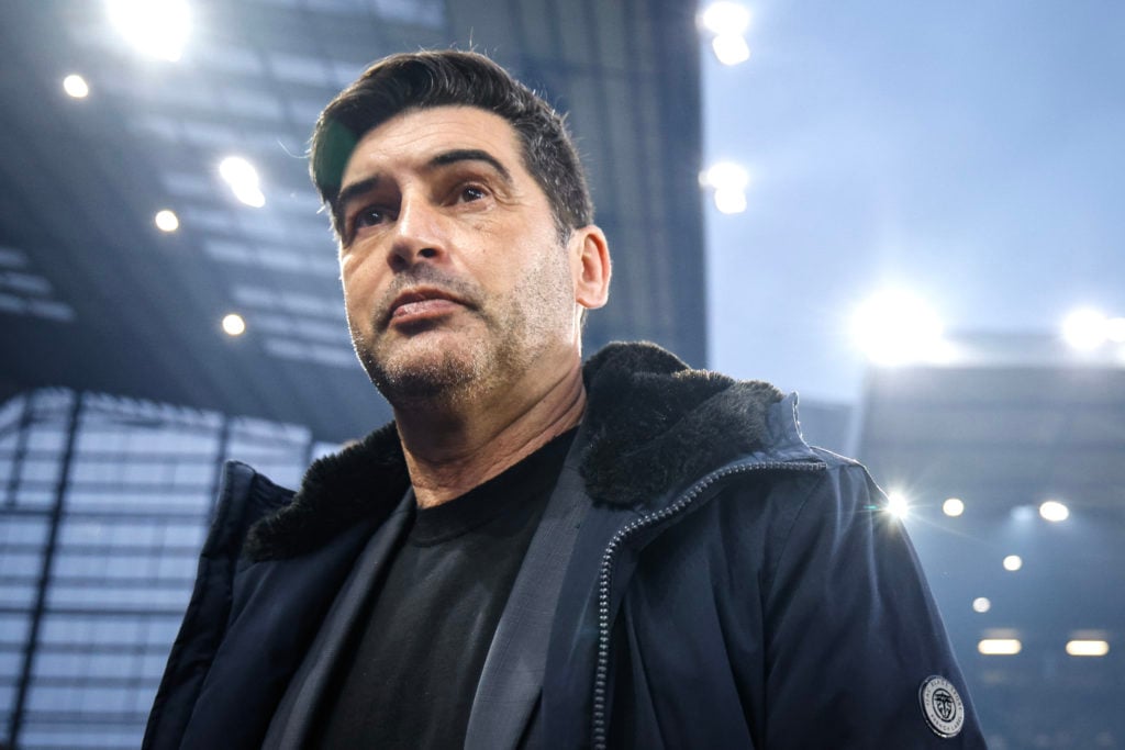 Paulo Fonseca the head coach / manager of Lille OSC during the UEFA Europa Conference League 2023/24 Quarter-final first leg match between Aston Vi...