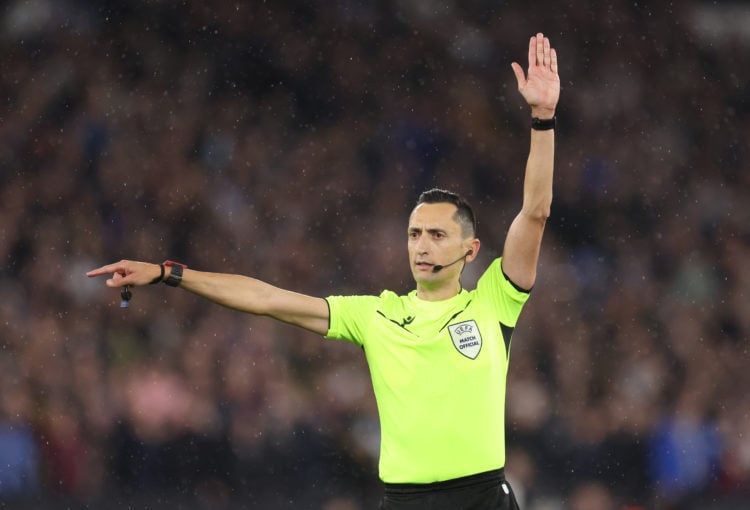 Referee Jose Maria Sanchez Martinez during the UEFA Europa League 2023/24 Quarter-Final second leg match between West Ham United FC and Bayer 04 Le...