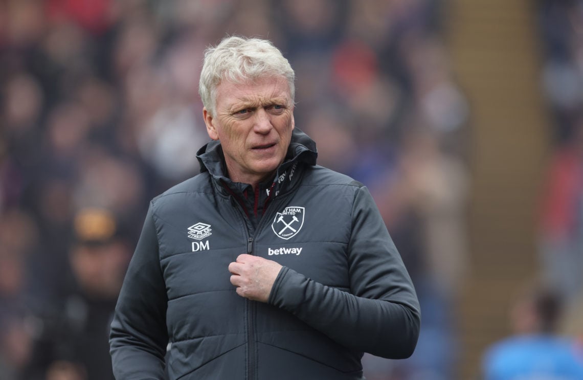 West Ham United manager David Moyes during the Premier League match between Crystal Palace and West Ham United at Selhurst Park on April 21, 2024 i...