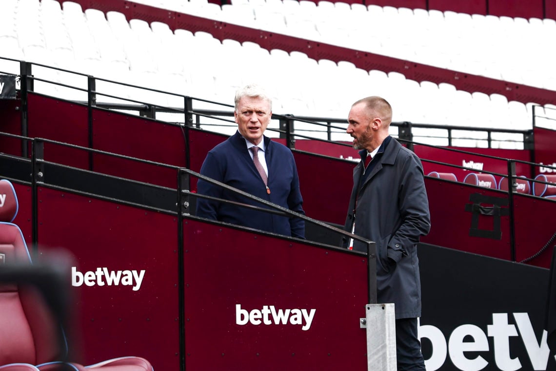 David Moyes, the manager of West Ham United, is attending the Premier League match between West Ham United and Liverpool at the London Stadium in S...