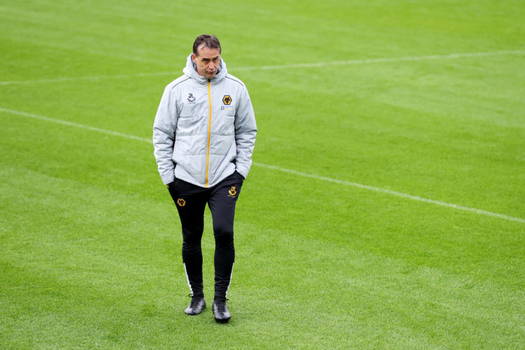 Julen Lopetegui, Manager of Wolverhampton Wanderers walks off the pitch following a Wolverhampton Wanderers Training Session at The Sir Jack Haywar...