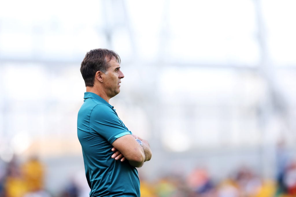 Julen Lopetegui, Manager of Wolverhampton Wanderers looks on during the pre-season friendly match between Celtic and Wolverhampton Wanderers at Avi...