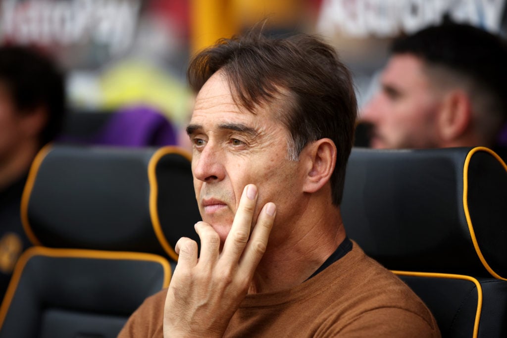 Julen Lopetegui, Manager of Wolverhampton Wanderers, looks on prior to the pre-season friendly match between Wolverhampton Wanderers and Luton Town...