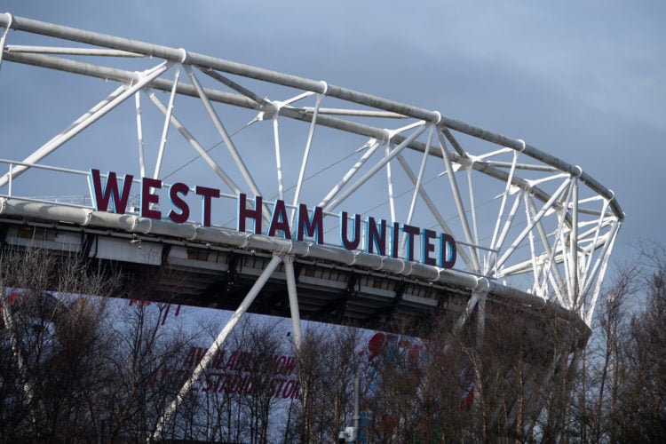 General view outside of the stadium prior to the Premier League match between West Ham United and Arsenal FC at London Stadium on February 11, 2024...