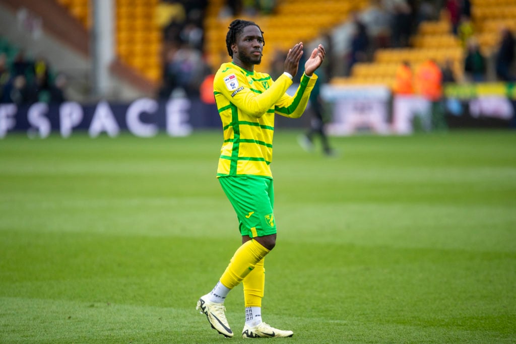 Jonathan Rowe is applauding the supporters after the Sky Bet Championship match between Norwich City and Bristol City at Carrow Road in Norwich, En...