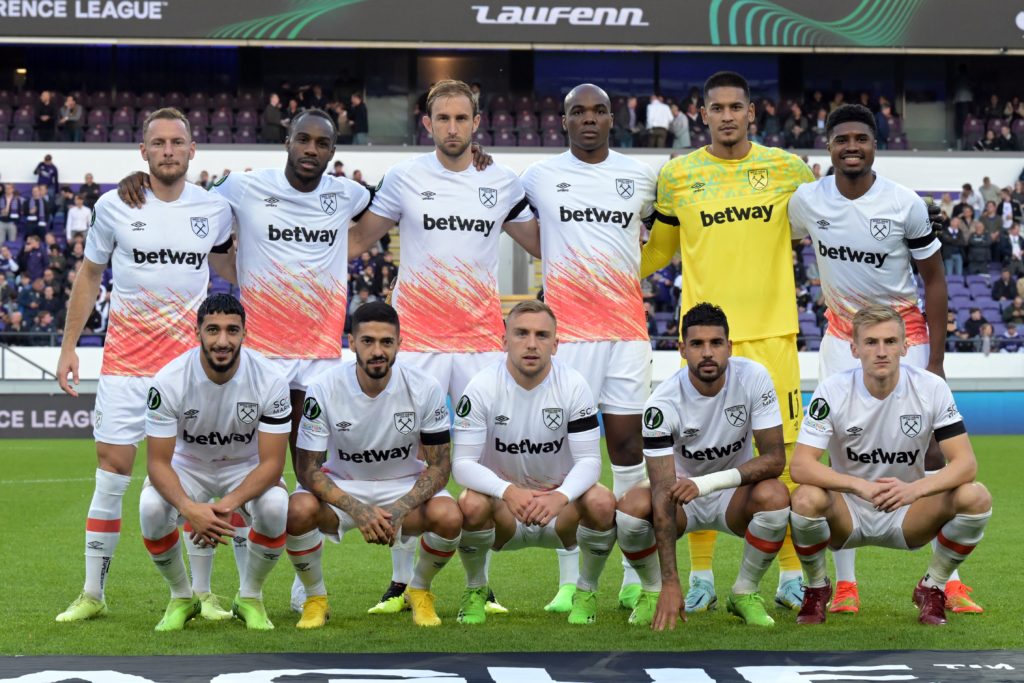 BRUSSELS - (back left) Vladimir Coufal of West Ham United FC, Michail Antonio of West Ham United FC, Craig Dawson of West Ham United FC, Angelo Ogbon...