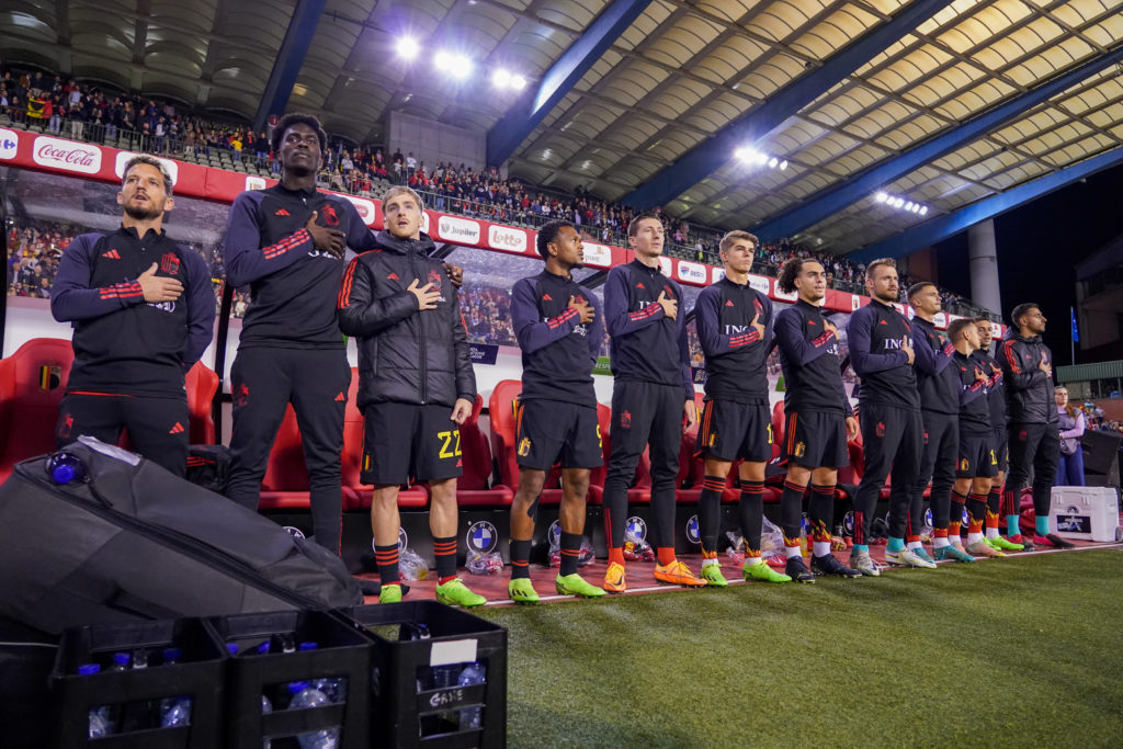 Simon Mignolet of Belgium, Koen Casteels of Belgium, Arthur Theate of Belgium, Lois Openda of Belgium, Dries Mertens of Belgium, Charles De Ketelae...