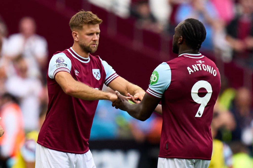 Niclas Fullkrug of West Ham United replaces his teammate Michail Antonio during the Pre-Season Friendly match between West Ham United and Celta Vig...